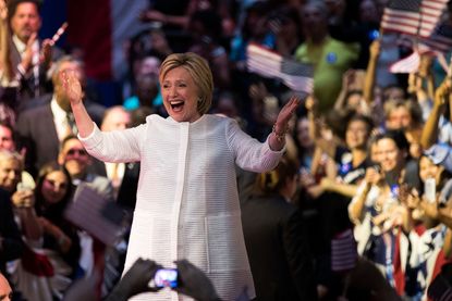 Hillary Clinton at a rally in Brooklyn