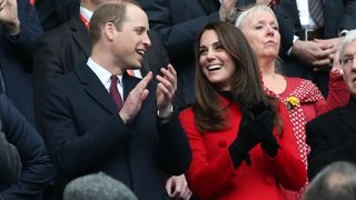 Prince William, Duke of Cambridge and Catherine, Duchess of Cambridge attend the RBS 6 Nations rugby match between France and Wales at Stade de France on March 18, 2017 in Saint-Denis near Paris, France. (