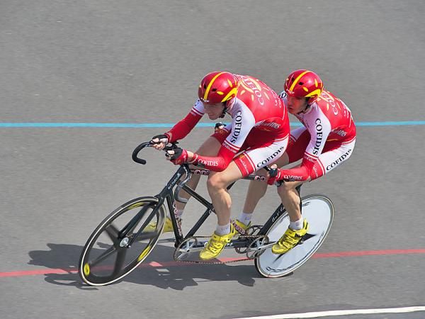 Arnaud Grandjean (stoker) and Julien Hervio concentrated on the tandem pursuit.