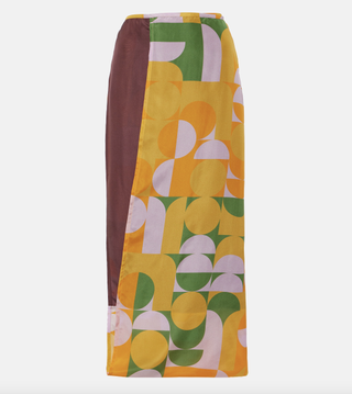 DRIES VAN NOTENPrinted silk satin maxi skirt