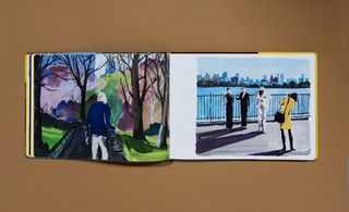 A Louis Vuitton book open onto a spread of Central Park