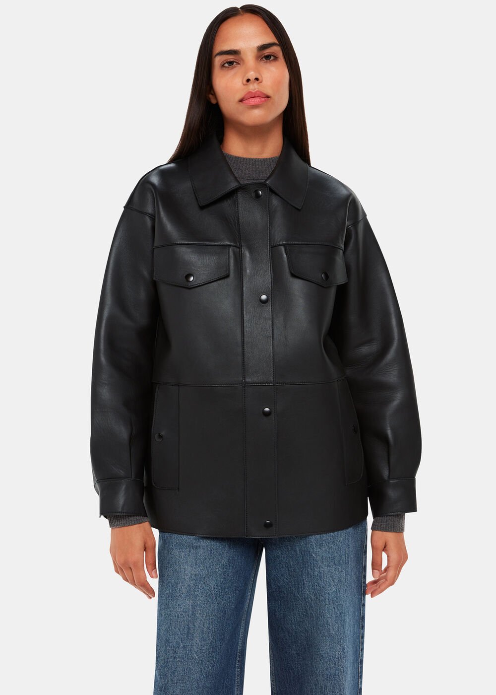Black Clean Bonded Leather Jacket