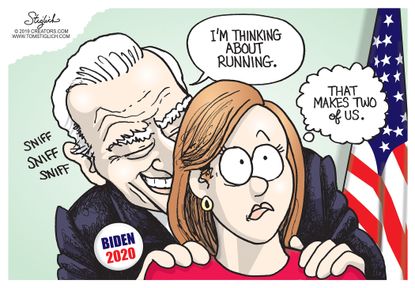 Political Cartoon U.S. Joe Biden creepy allegations
