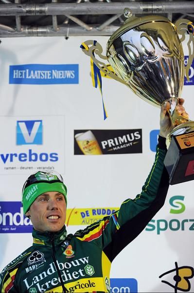 Nys gets the big trophy for his win in Overijse
