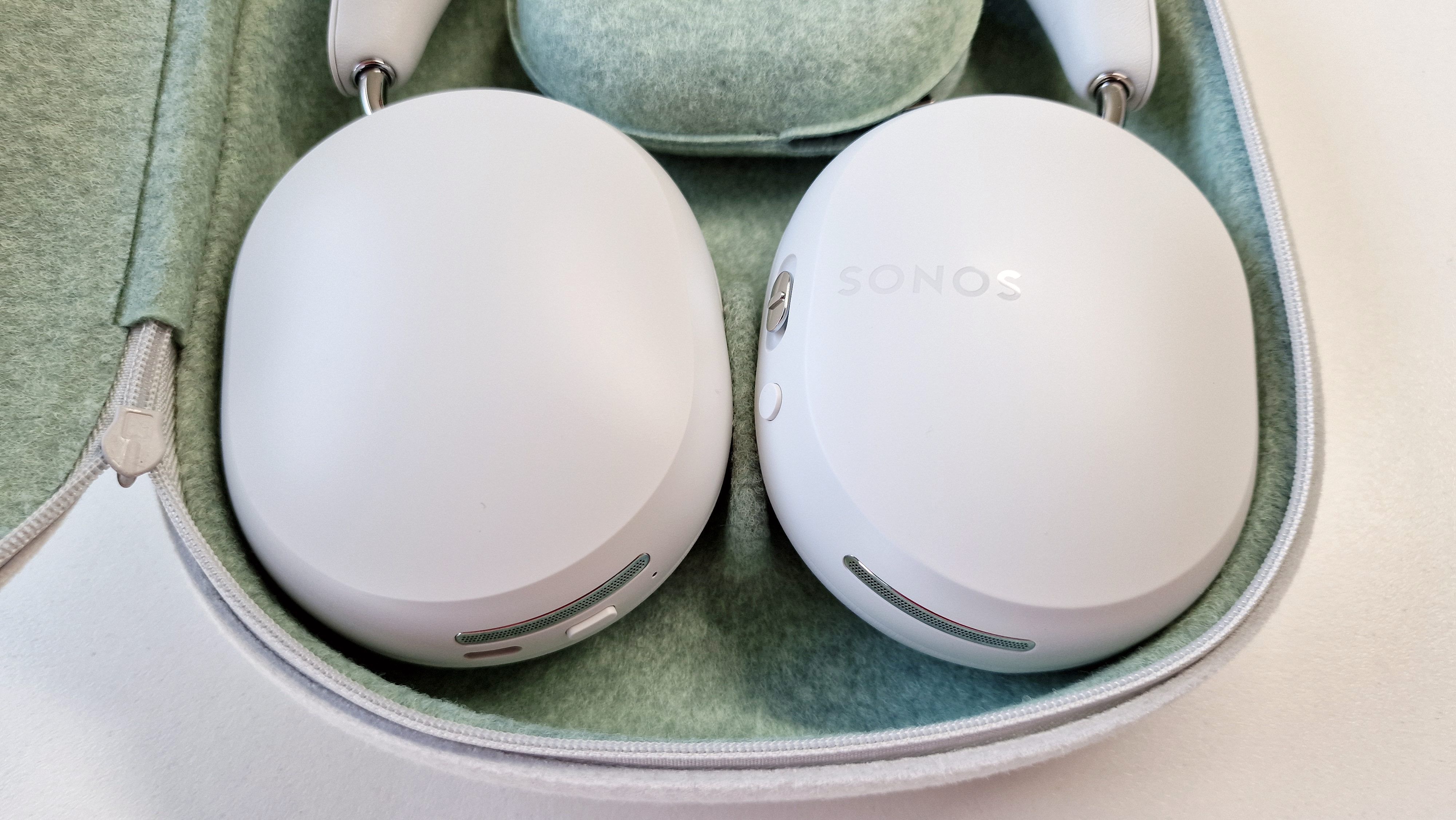 A close-up of the Sonos Ace headphones pictured in their carrying case