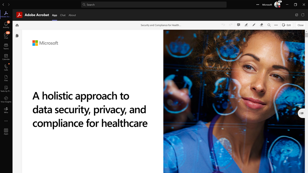 A PDF being displayed in Adobe Acrobat for Microsoft Teams