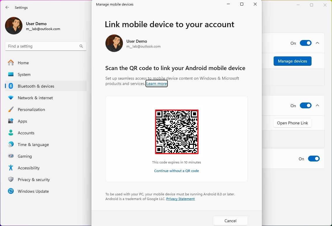 Windows 11 mobile QR Code