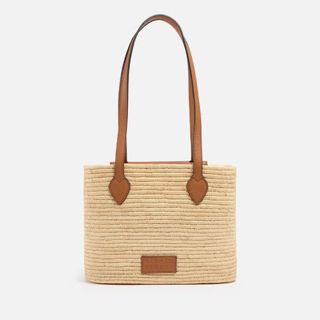 Strathberry Raffia and Leather Basket Bag