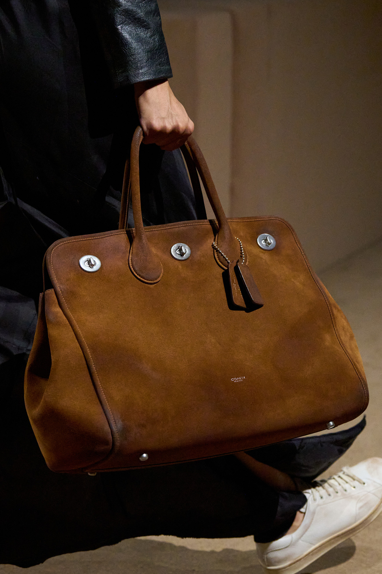Coach's new Turnlock Tote Bag on the Spring 2027 runway at New York Fashion Week