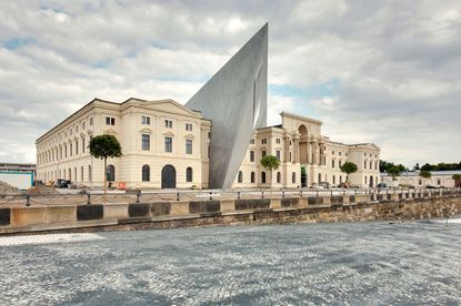 The centrepiece of Libeskind&#039;s redesign of the Military History Museum is a hulking five-storey, 200 tonne wedge of glass, concrete and steel that thrusts up through the middle of the original building built in 1897