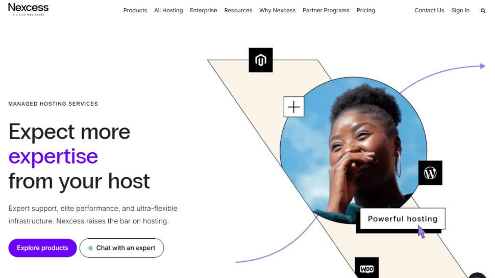 Website screenshot of Nexcess (September, 2025)