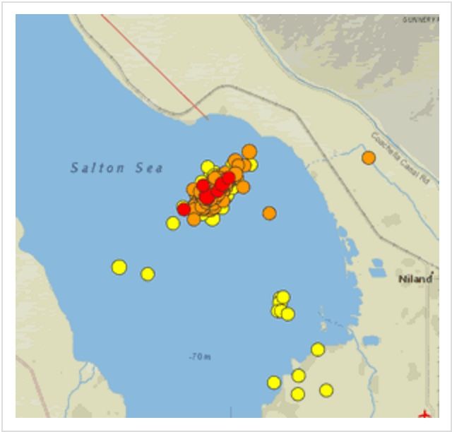 Earthquakes in the Brawley seismic zone as of the evening of Sept. 27, 2016.