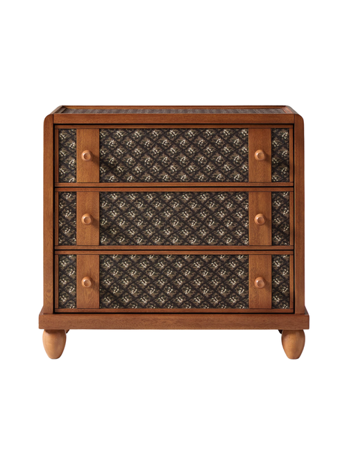Pierce & Ward 3-Drawer Fabric Inlay Grand Nightstand