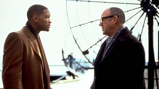 (L-R) Will Smith as Robert Clayton Dean and Gene Hackman as Edward "Brill" Lyle in "Enemy of the State"