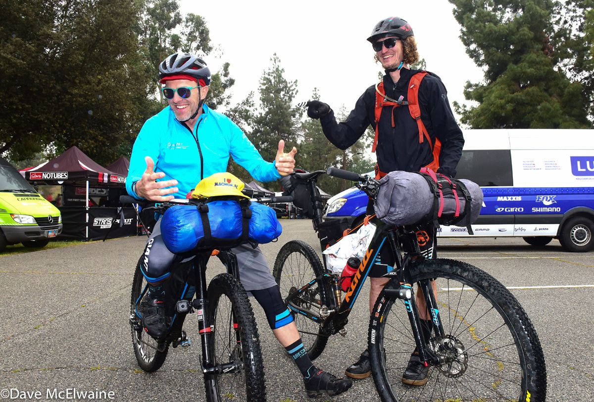 Carl Decker (Team Giant) and Barry Wicks (Team Kona) rode their race bikes over 600 miles through the northern California mountains to the race