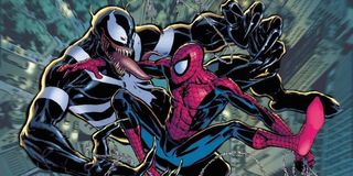 Venom and Spider-Man fighting