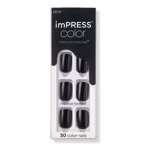 Impress Color Short Press-On Manicure Nails - All Black