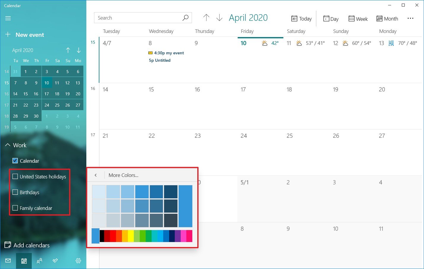 Hide calendar option