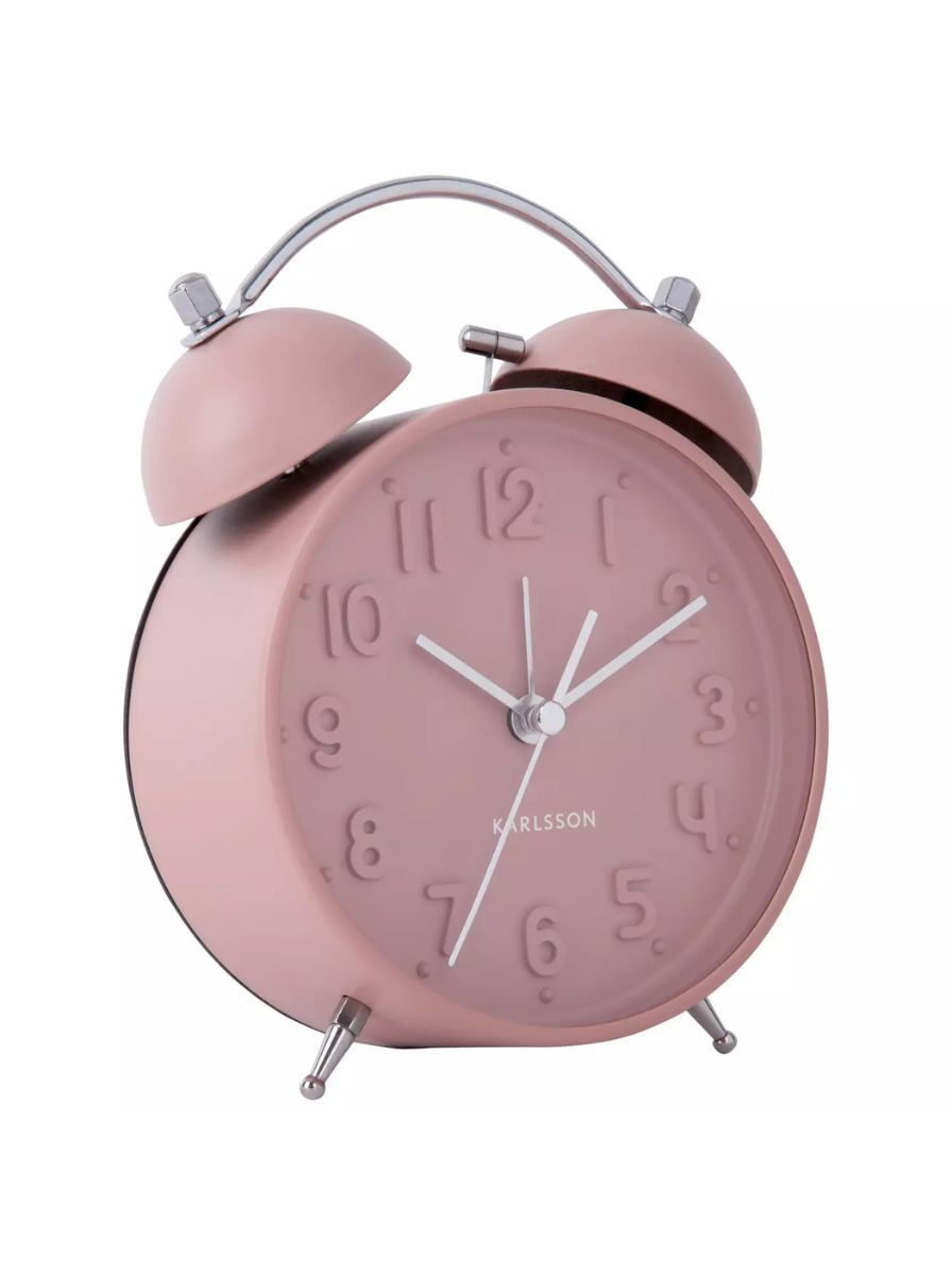 Karlsson, Iconic Analogue Alarm Clock in Faded Pink