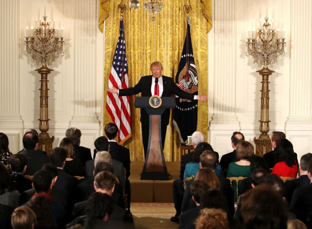 Trump holds a solo news conference in February 2017