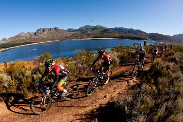 South African team 360Life Kevin Evans and David George leaving Grabouw during the final stage