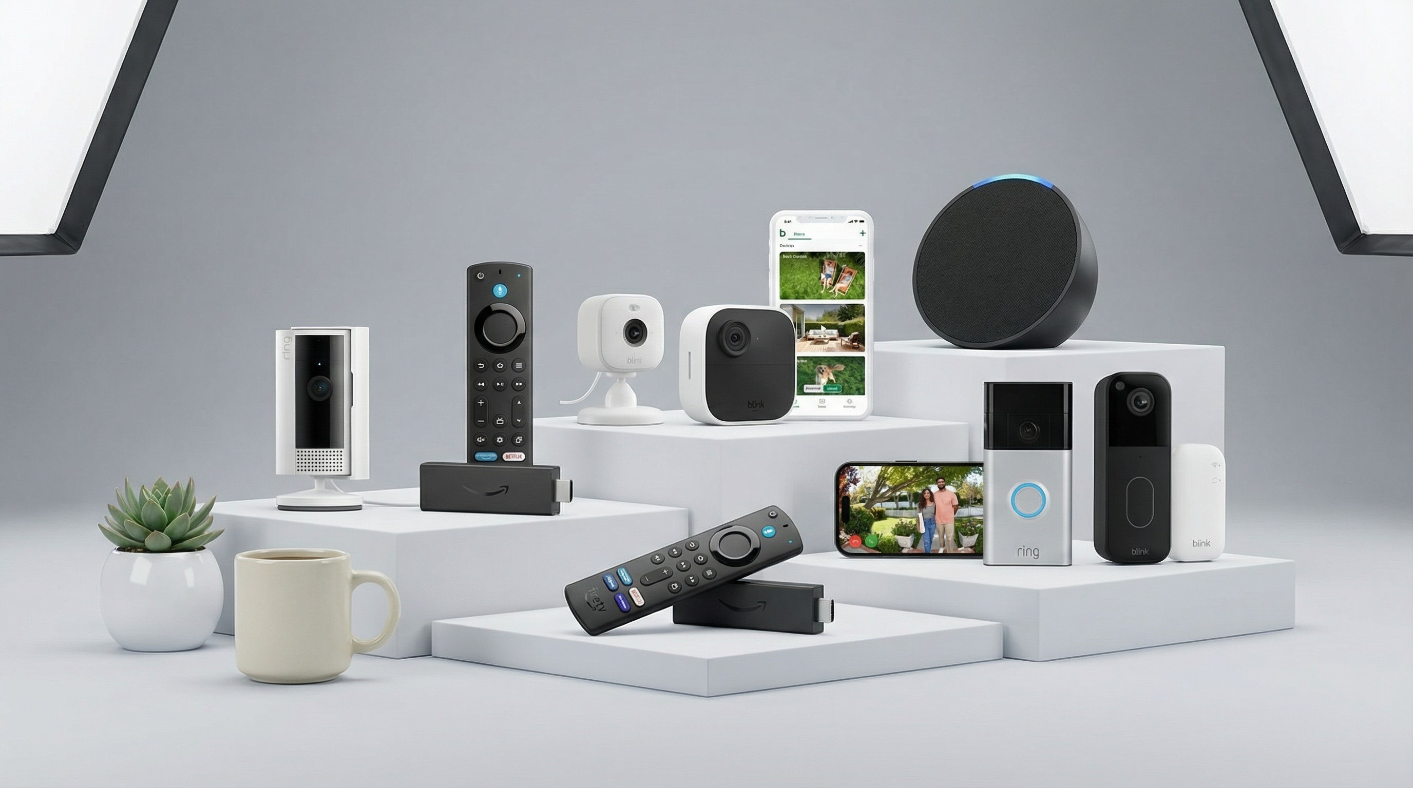 A selection of Amazon devices on display