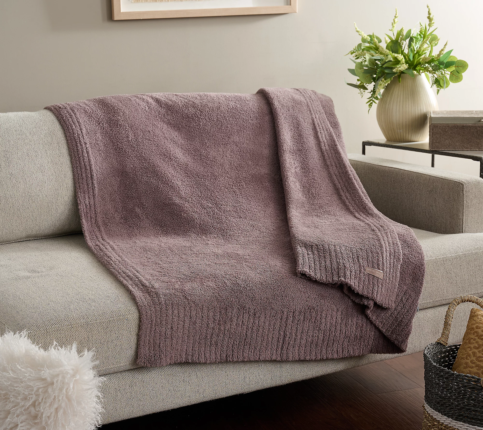 Barefoot Dreams Cozychic 54x72 Stacked Ribbed Border Throw