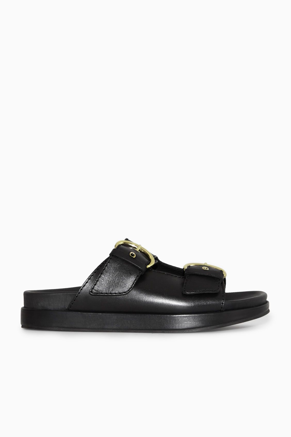 Chunky Buckled Leather Slides