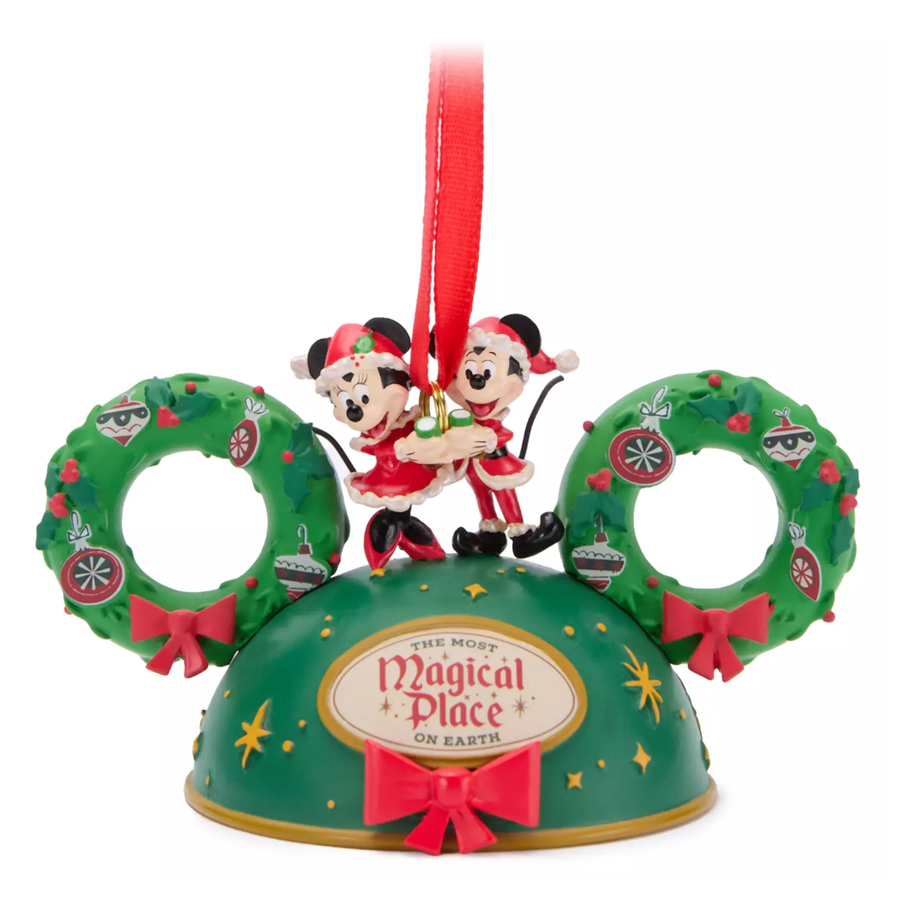 Santa Mickey and Minnie Mouse Holiday Ear Hat Ornament