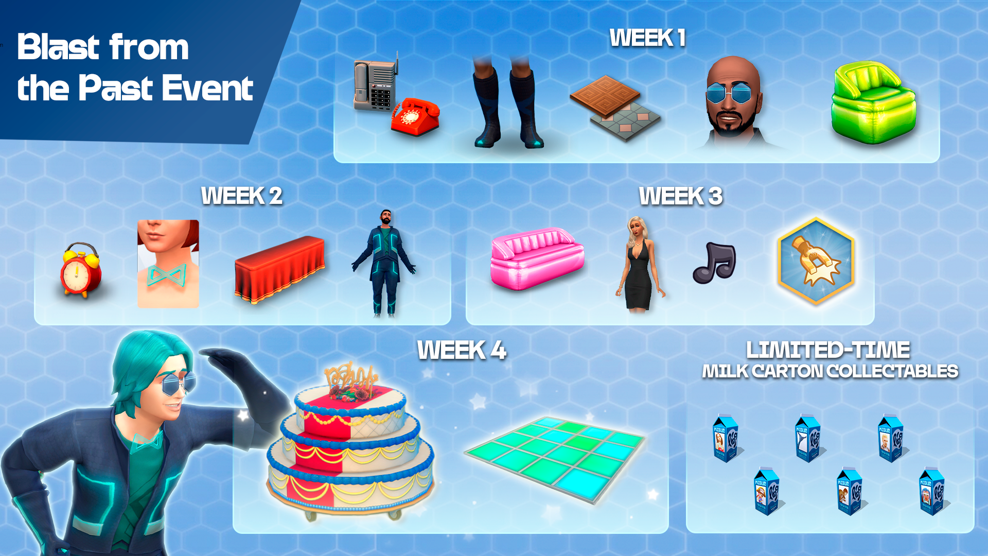 Behind The Sims - Blast From The Past limited time event rewards for 4 weeks of quests