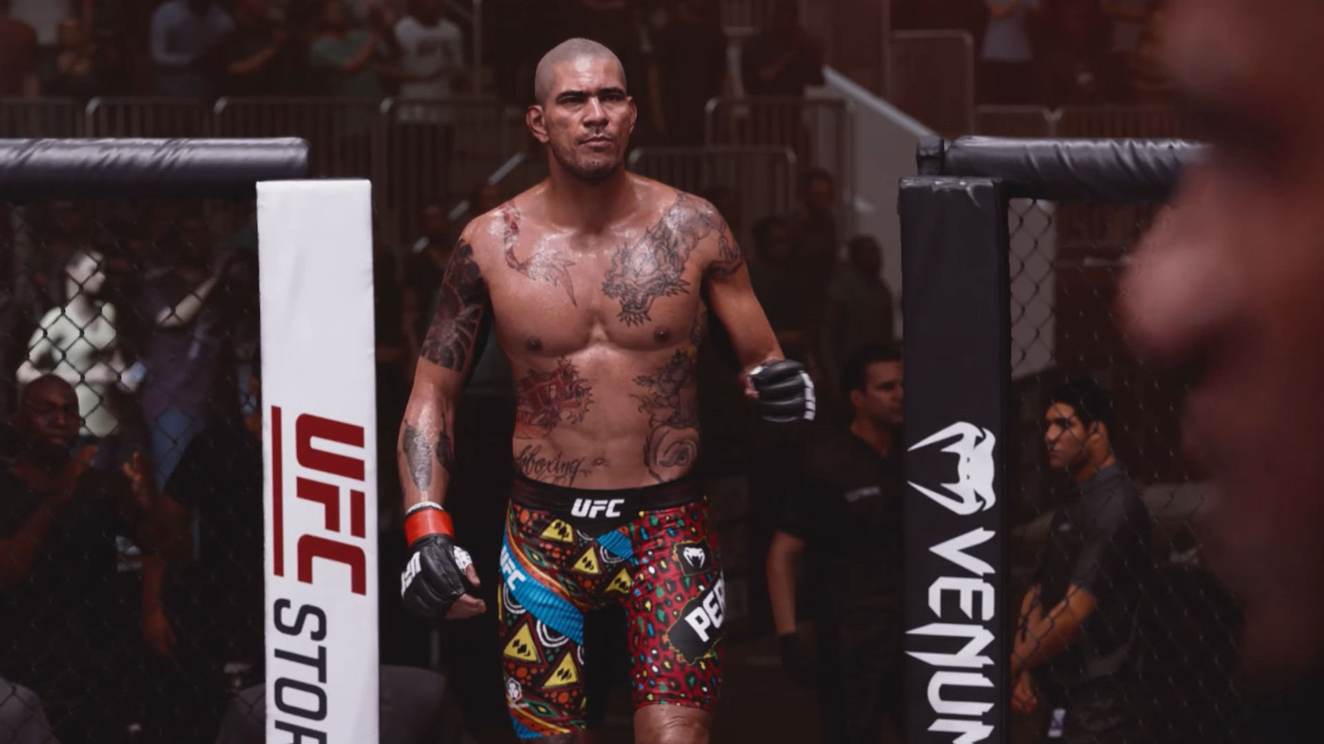 A fighter entering the ring during the trailer for the upcoming PS5 game, EA UFC 6