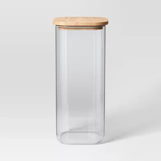 Glass Square Food Storage Canister With Wood Lid - Threshold™