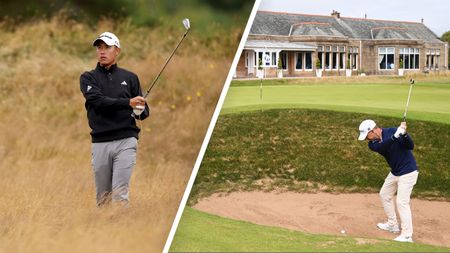 Collin Morikawa and Brian Harman looking to save their score from out of position at Royal Troon for the Open Championship