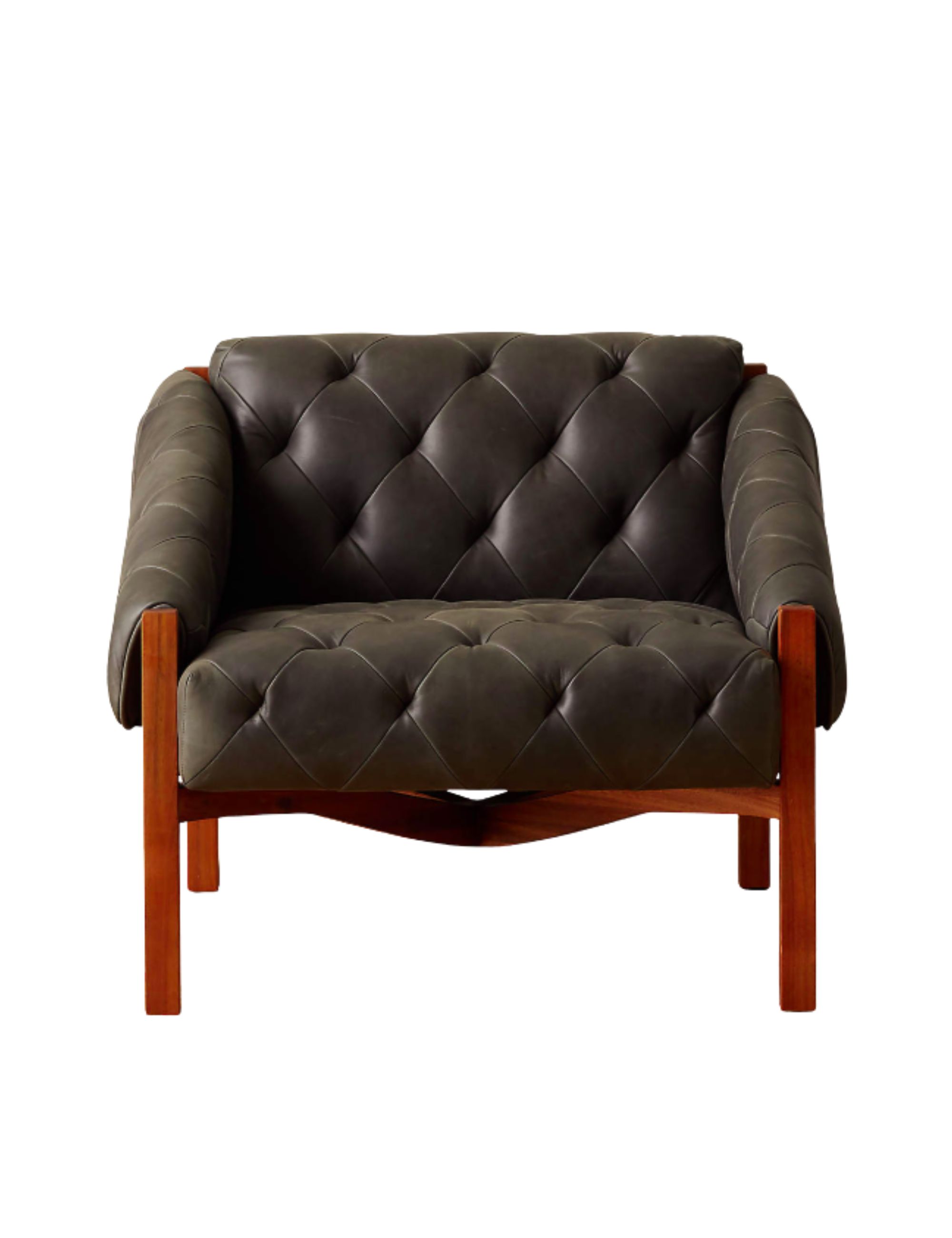 CB2, Abruzzo Charcoal Leather Tufted Chair