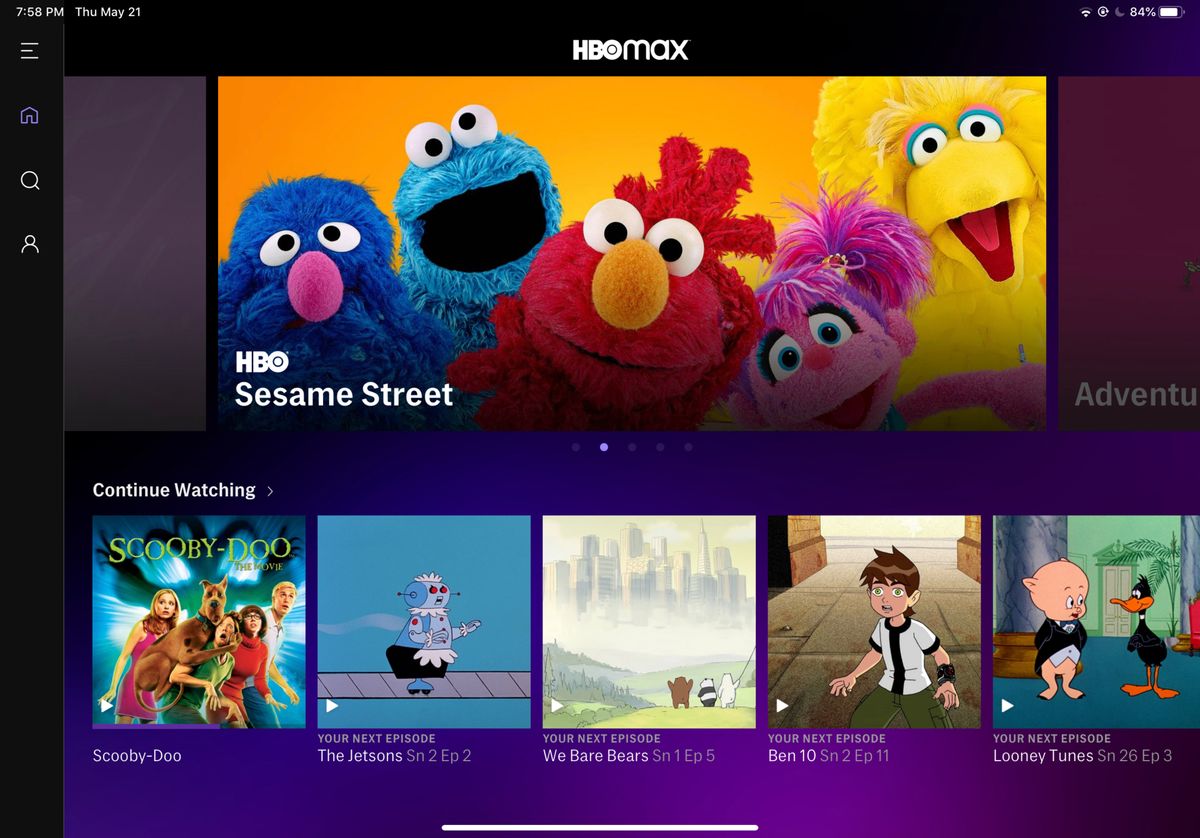 A screenshot of the HBO Max app