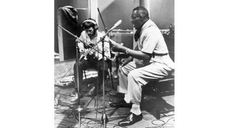 Howlin' Wolf and Eric Clapton in session, 1970