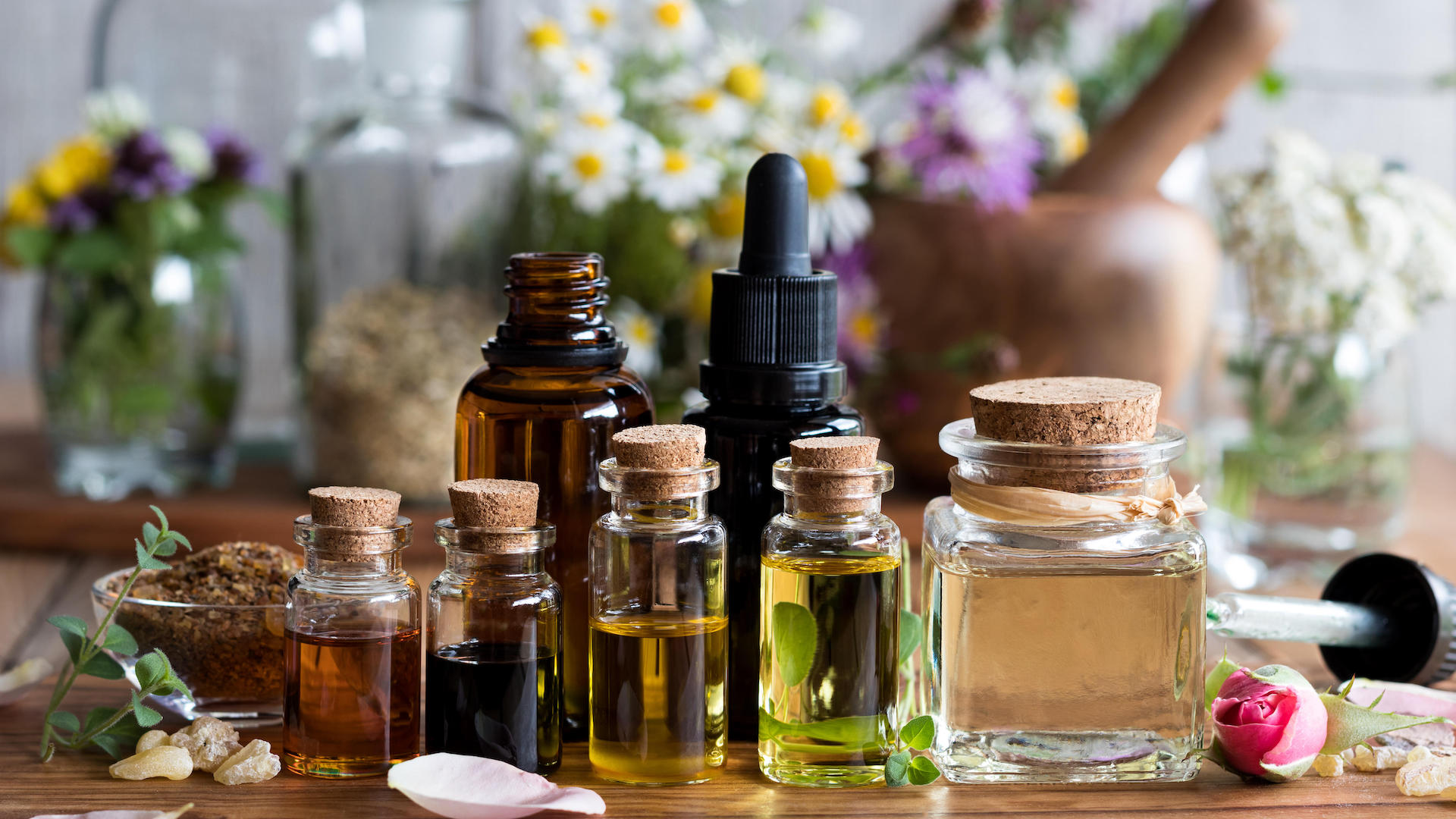 Essential oils in pretty bottles