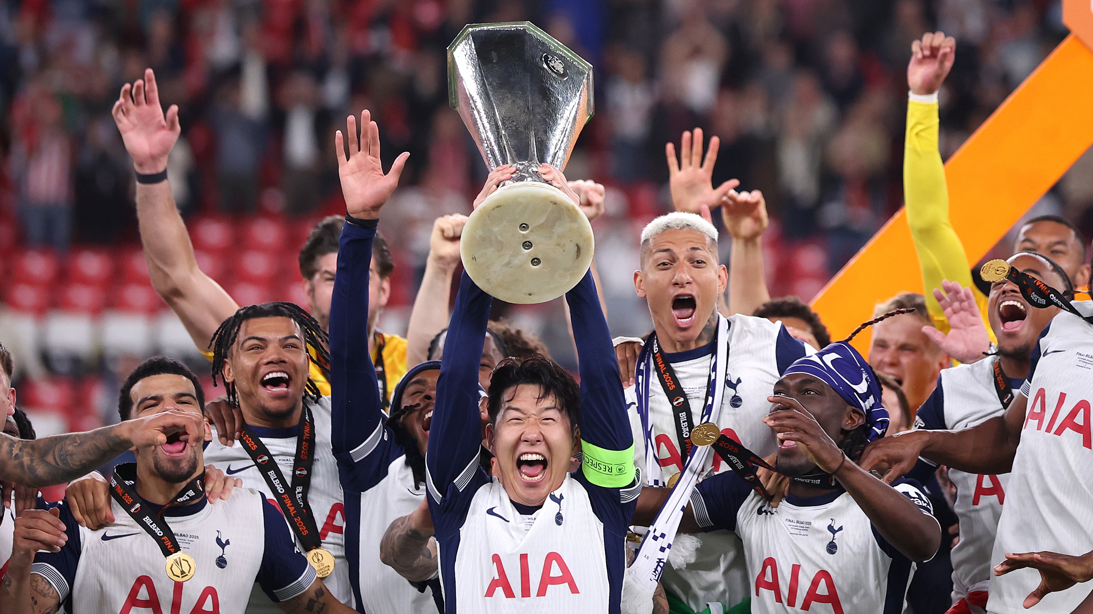 Spurs lift the Europa League trophy