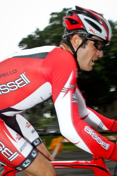 Jay Thomson (Bissell) making it through a turn on the climb.