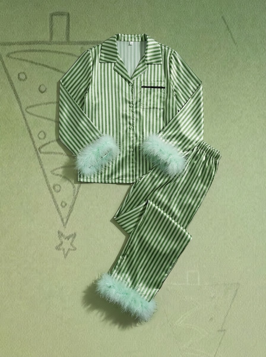 Awoscut Women's Christmas Silk Pajama Set