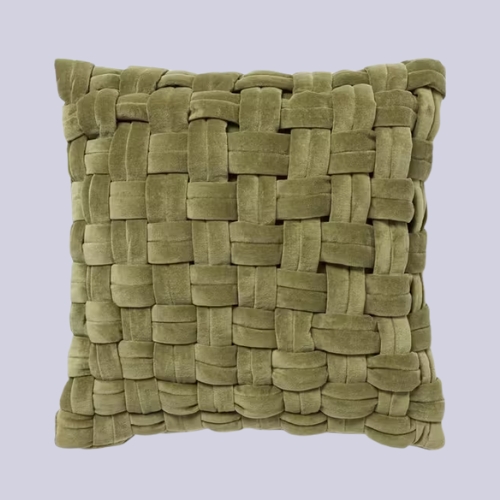 John Lewis, John Lewis Velvet Basket Weave Cushion, Green