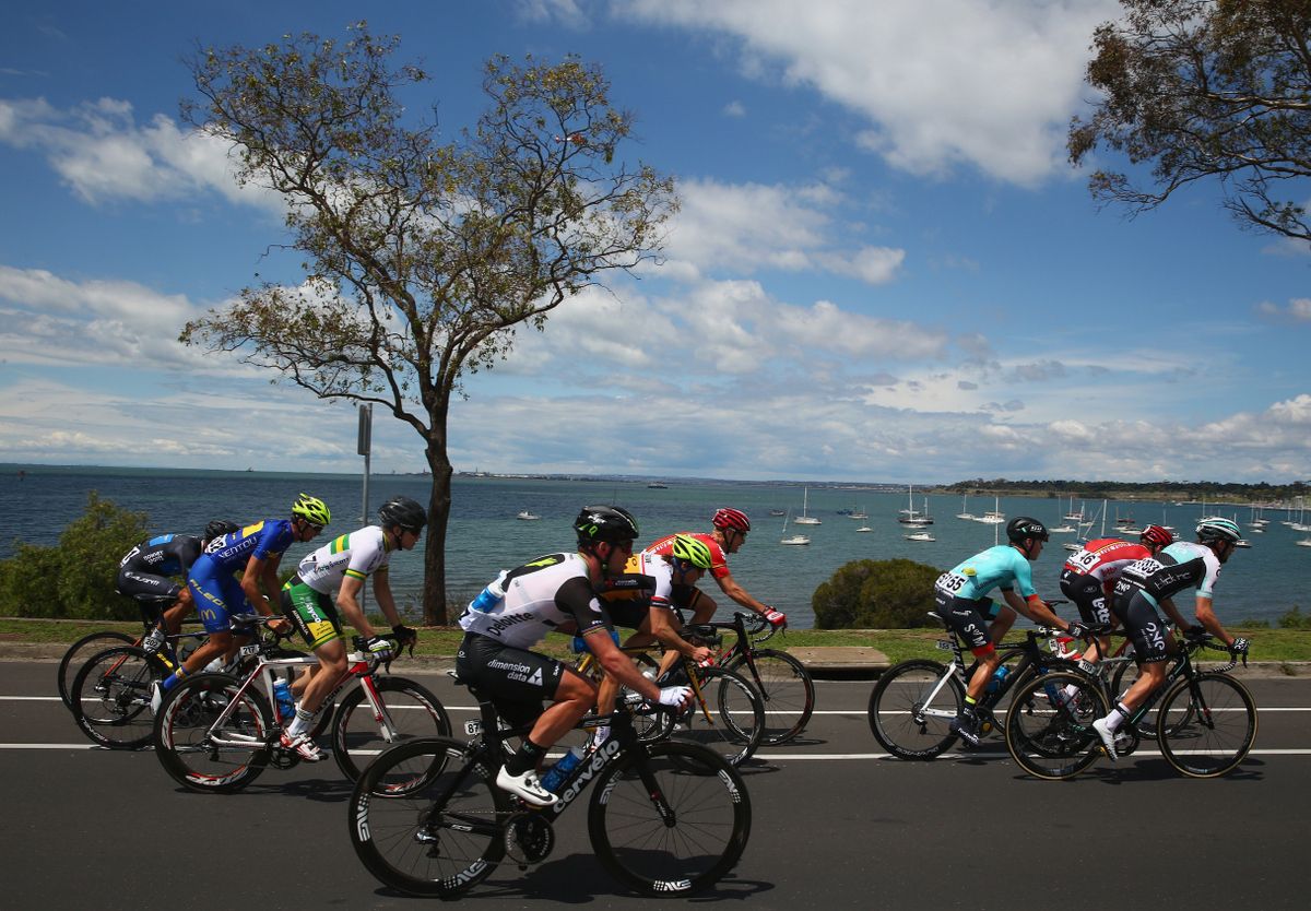 Riding along the Geelong foreshore