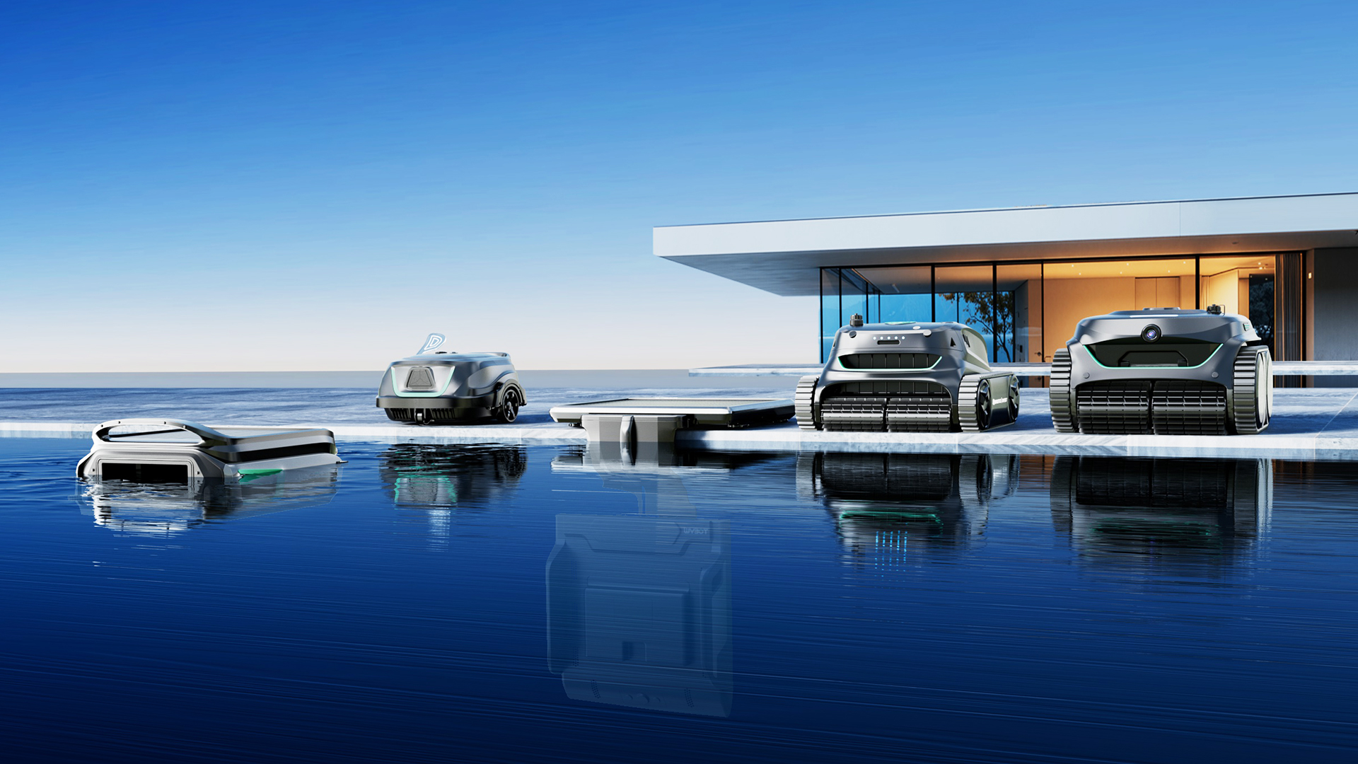 WYBOT robotic pool cleaner line up.
