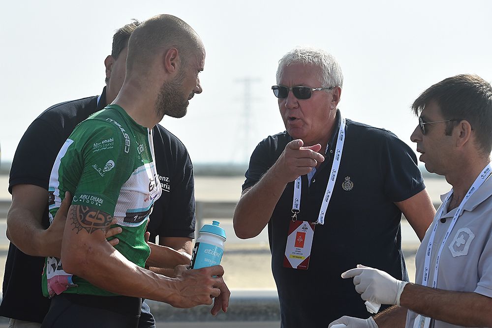 Tom Boonen (Etixx-QuickStep) gets up after crashing