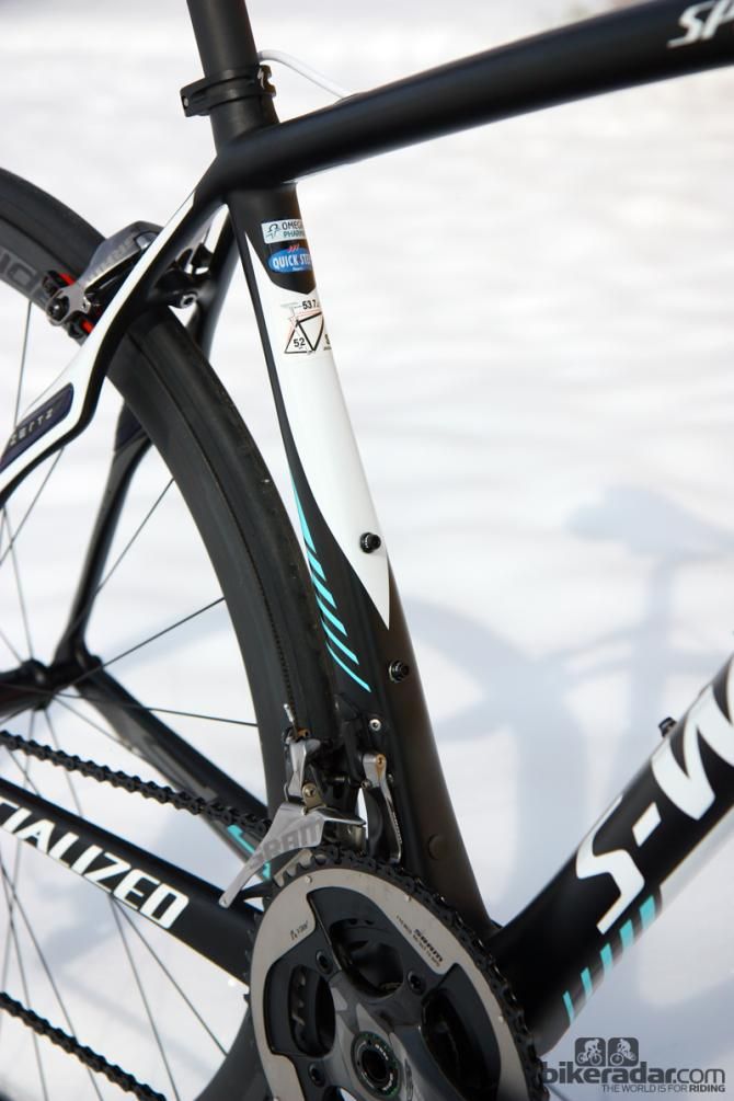 The tapered seat tube starts out round up top but becomes more rectangular down by the bottom bracket.