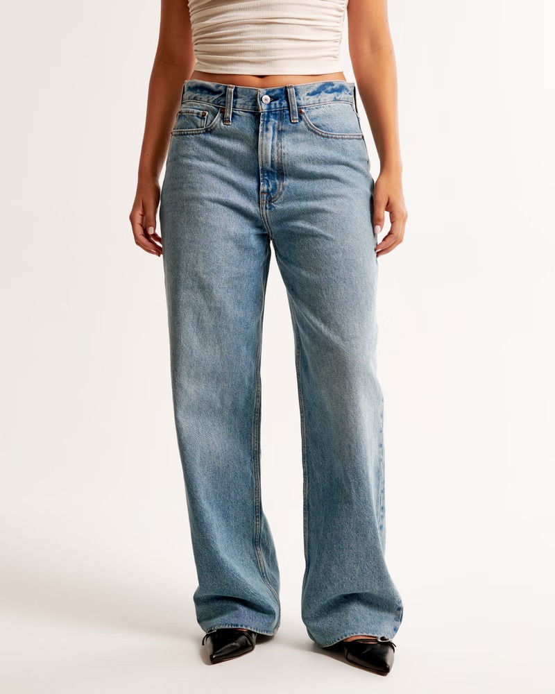 Abercrombie &amp;amp; Fitch , Curve Love Mid Rise Slouchy Jeans (Were $90) 