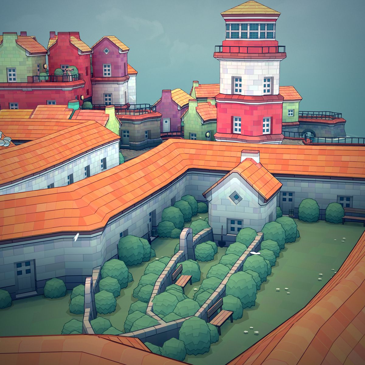Townscaper town from various angles