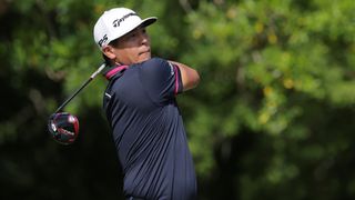 Kurt Kitayama takes a shot during the 2023 Zurich Classic of New Orleans
