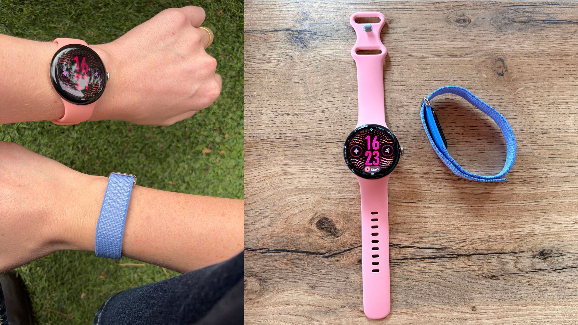 Grace Walsh wearing the Fitbit Air vs Google Pixel Watch 5