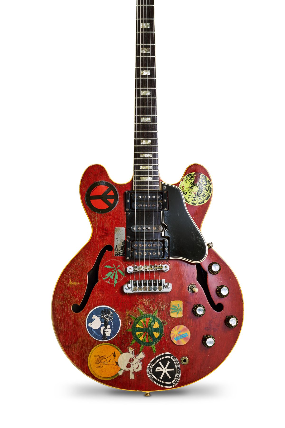 The TP-6 tailpiece replaced Big Red&rsquo;s original Bigsby. No-one is entirely sure why the replacement was made, but popular opinion is that the Bigsby was broken during one of Alvin&rsquo;s frenetic workouts